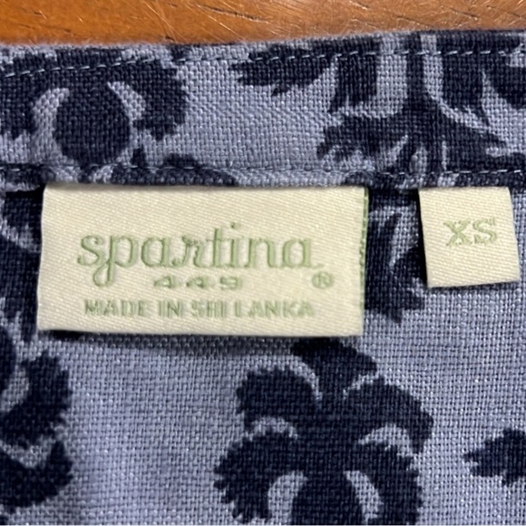 Spartina 449 blue linen Kennedy midi 3/4 sleeve dress size XS - Picture 7 of 9